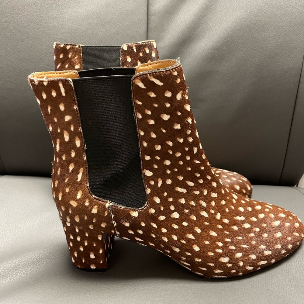 New J. Crew Chelsea Spotted Calf Hair Ankle Boots